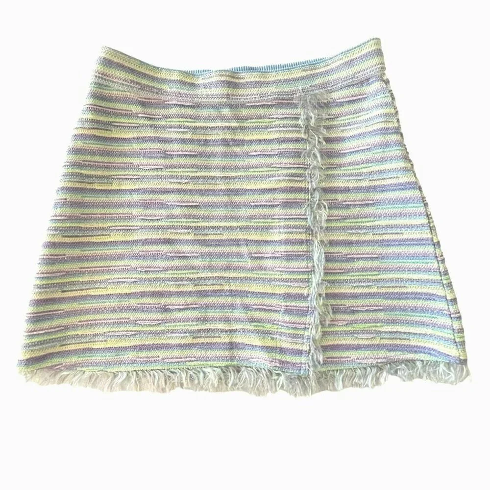 Paola Bernardi Nanda Striped Fringe Hem Mini Skirt Size P / S